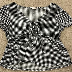 SO Gingham Checkered Blouse in Black and White